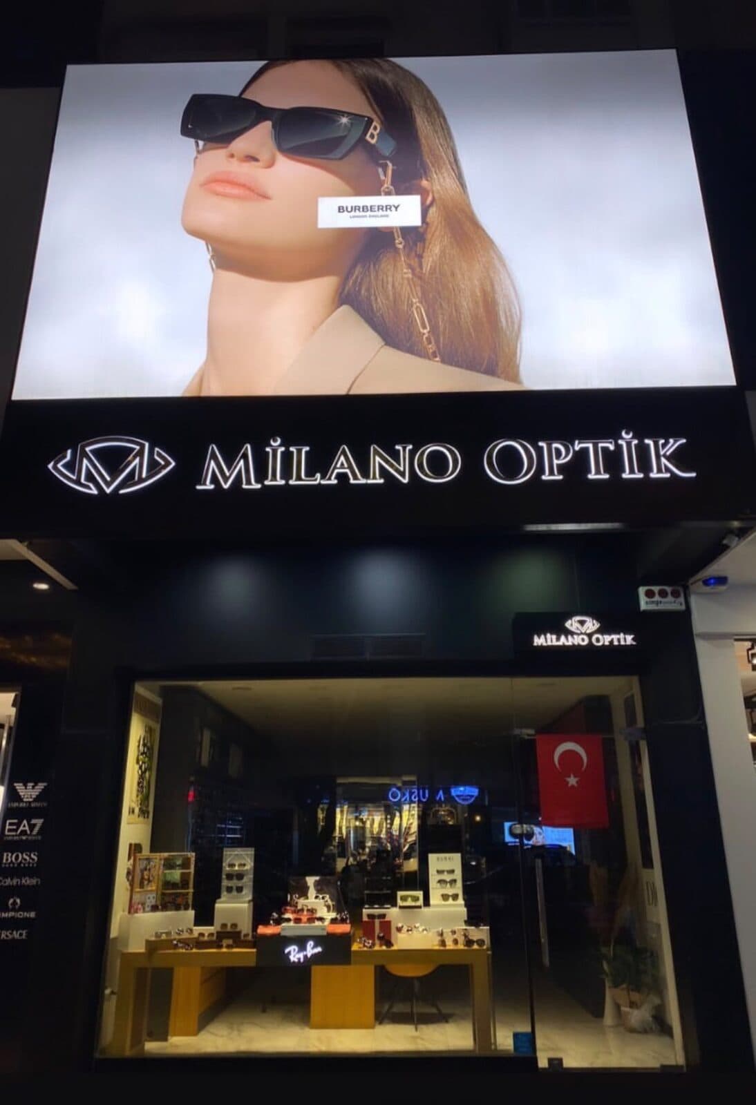 Milano Optik — Işıklı Harf + Vitrin Pano — Seyhan